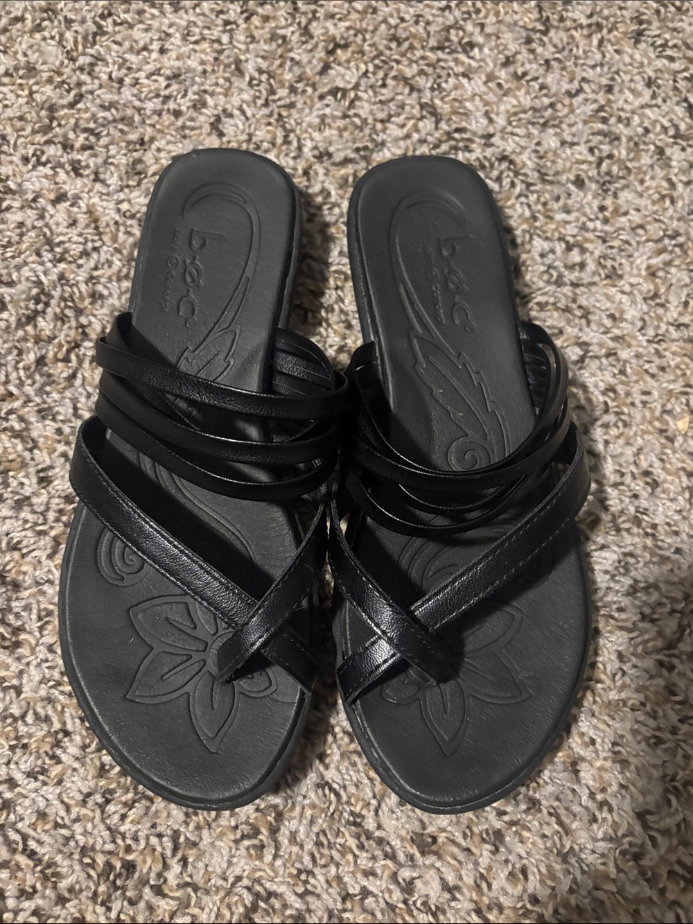 b.o.c. Black Strappy Slide Sandals